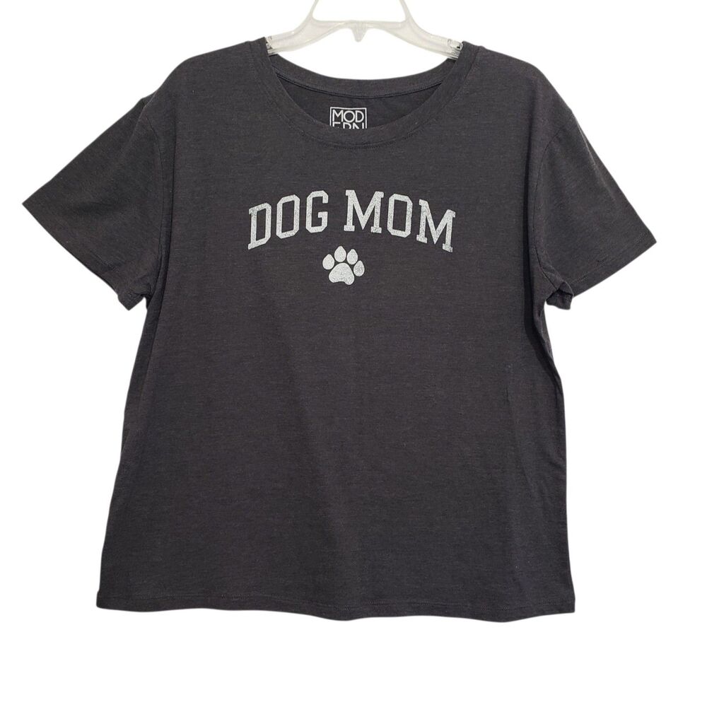 'Dog Mom' Women's Graphic T-Shirt, Dark Grey, Size XXL